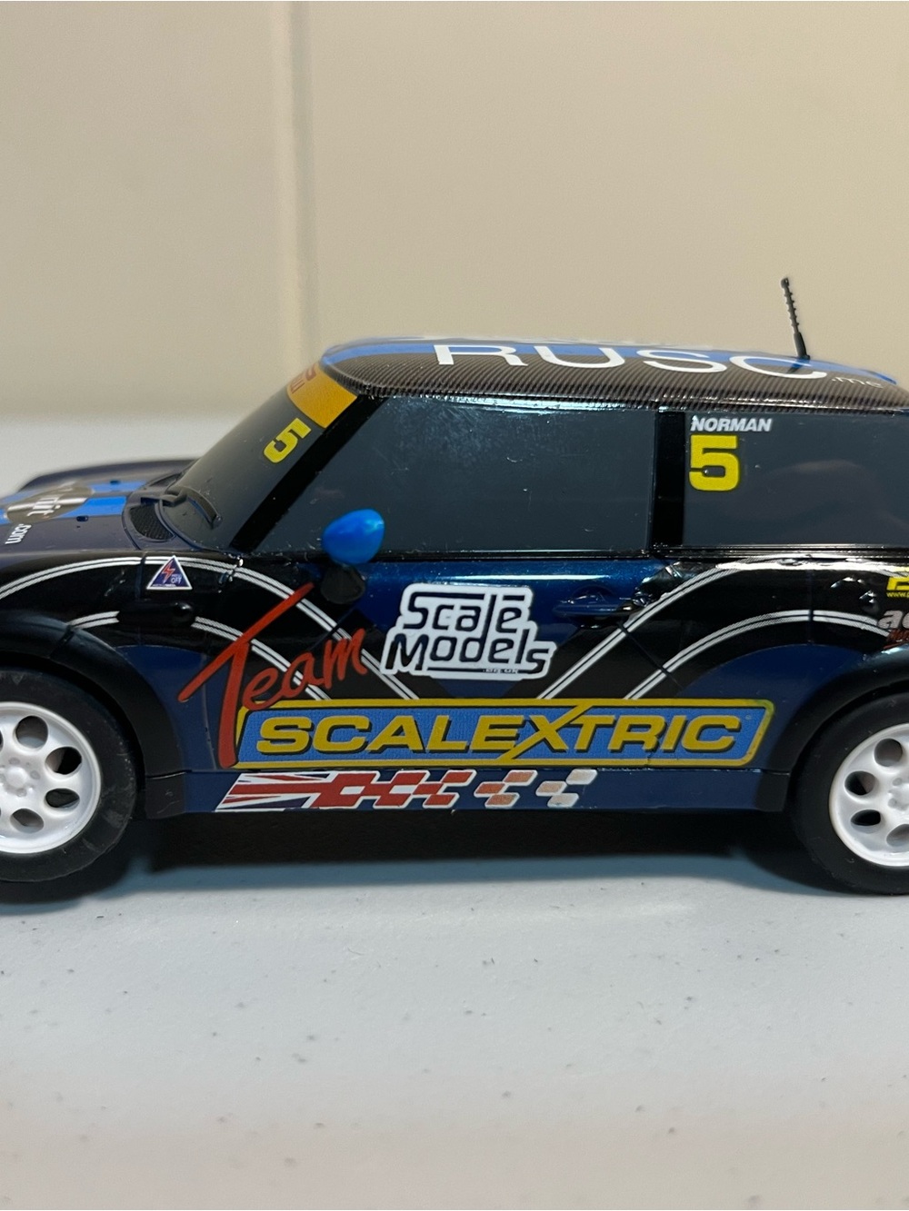 Blue Mini Cooper Racing Car Toy - Picture 2 of 5
